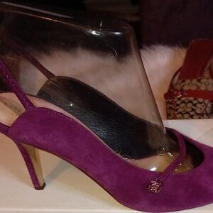 Absolutely Stunning Kate Spade Purple Suede Heels With Purple Rhinestones.